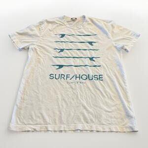 James Perse Mens White Surf House Turtle Bay Graphic Print T-Shirt Size 3 USA